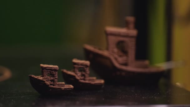 Trio Printed Plastic Ships — Stock video