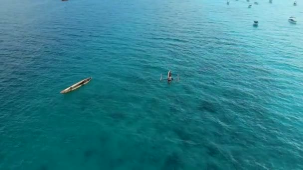 Nungwi Beach Zanzibar Tanzania Boats Indian Ocean Sunny Cloudy Day — Video Stock