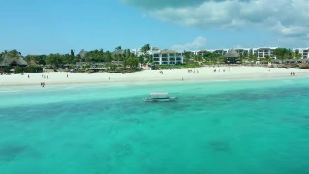Nungwi Beach Zanzibar Tanzania Boats Indian Ocean Sunny Cloudy Day — Wideo stockowe