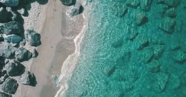 Aerial Drone Shot Top View Crystal Clear Turquoise Mediterranean Sea — Stok video