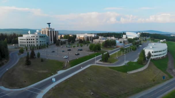 Drone Video Campus University Alaska Fairbanks Summer Day — Video Stock