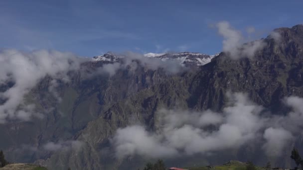 Panorama Mountain Range Clouds Daytime Vehicle Pov — Stockvideo