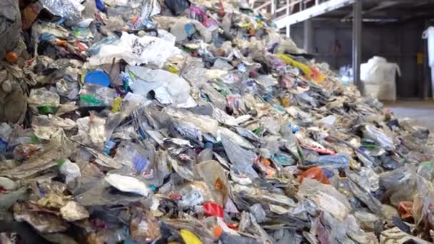 Пластиковые Отходы Заводе Переработке — стоковое видео