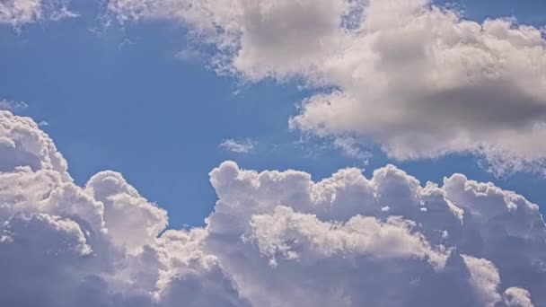 Low Angle Shot Amazingly Beautiful Cloudscape Picturesque Timelapse White Fluffy — Stockvideo