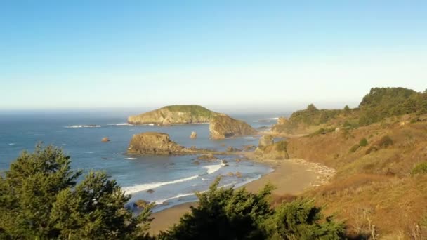 Scenic Southern Oregon Coast Aerial Harris Beach State Park Brookings — Video Stock