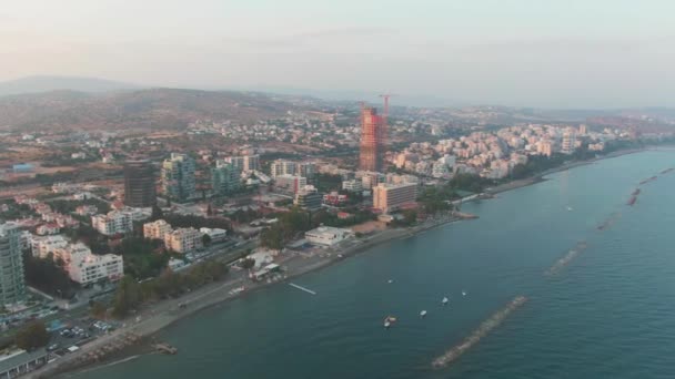 Seafront Limassol Cyprus Sunset — 图库视频影像