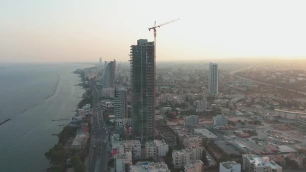 Skyscrapers Other Buildings Limassol Cyprus Beautiful Sunset — Vídeos de Stock