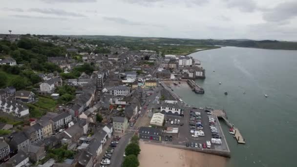 Youghal Harbour Waterfront County Cork Ireland Drone Aerial View — Αρχείο Βίντεο