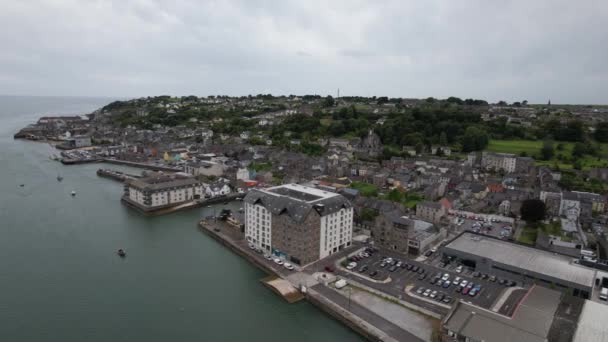 Youghal Seaside Resort Town County Cork Ireland Drone Aerial View — Stockvideo