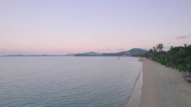 Colorful Drone Sunset Ocean Views Coast Phut Beach Koh Samui — 图库视频影像