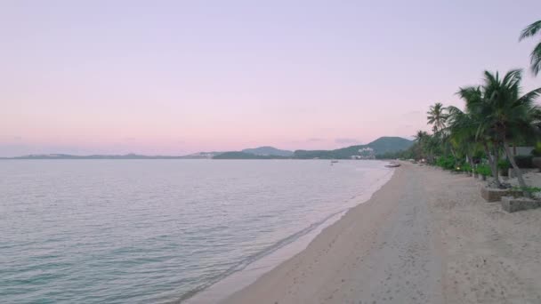 Colorful Drone Sunset Ocean Views Coast Phut Beach Koh Samui — Vídeos de Stock