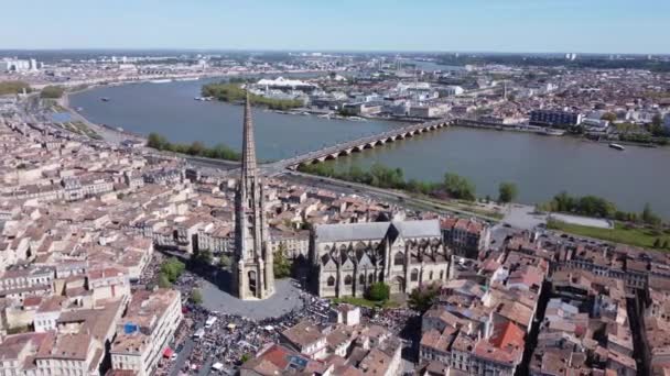 Basilique Saint Michel Basilica Saint Michael Bordeaux Aerial — Vídeo de Stock