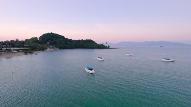 Colorful Drone Sunset Ocean Views Coast Phut Beach Koh Samui — 图库视频影像