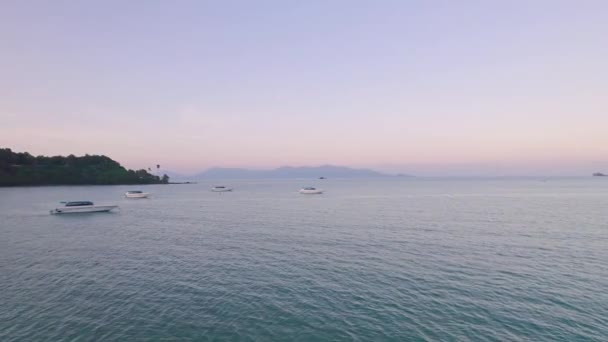 Colorful Drone Sunset Ocean Views Coast Phut Beach Koh Samui — Vídeos de Stock