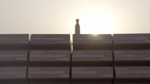 Granite Tablets Names Fallen Soldiers National War Memorial New Delhi — Stock video