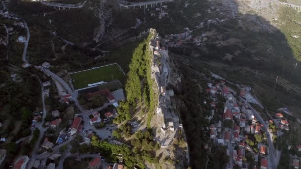 Aerial View Fortress Mountain Municipality Klis Croatia Drone Shot — ストック動画