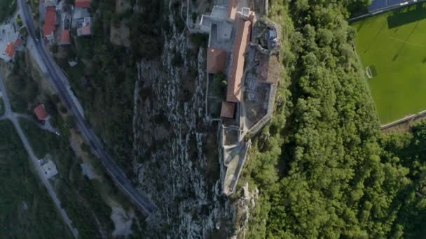 Top View Medieval Fortress Klis Split Croatia Aerial Drone Shot — 图库视频影像
