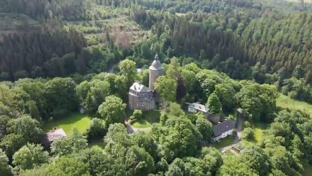 Tilting Drone Footage Wildenburg Castle Southeast Village Friesenhagen North Rhine — Video Stock