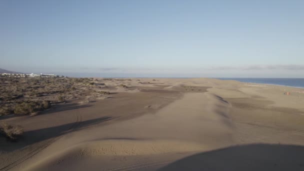 Aerial Shot Dunas Maspalomas Blue Sky Gran Canaria Spain — Vídeos de Stock