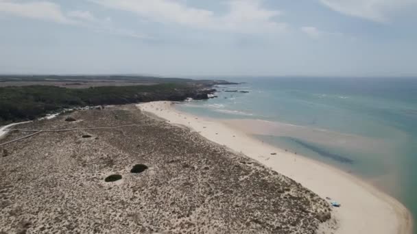 Високий Вид Vila Nova Milfontes Pristine Coastline Південно Західне Португальське — стокове відео