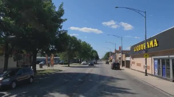 Travel Illinois Streets Highway Kedzie Ave Man Walking Streets — Stockvideo