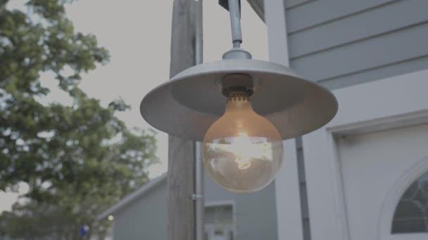 Outdoor Porch Light Glowing Dusk — Vídeos de Stock