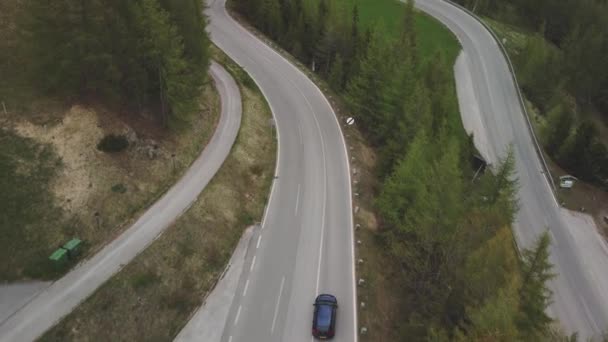 Volkswagen Golf Driving Alpine Road Surrounded Forest Austria — стоковое видео