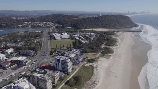 Aerial Coastal Suburb Palm Beach City Gold Coast Queensland Australia — Stockvideo