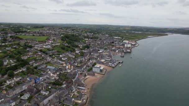 Youghal Seaside Resort Town Beach County Cork Ireland Drone Aerial — Stok Video