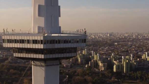 Cinematic Aerial Drone Shot Tallest Tower Buenos Aires City Sunset — Vídeos de Stock