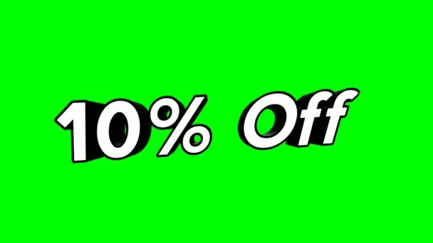 Animation Cartoon Discount Text Flat Style Popup Promotional Animation Green — Stock Video