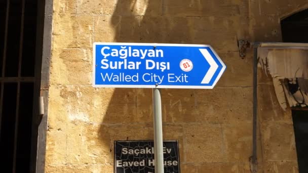 Sign Walled City Exit Nicosia Cyprus — Wideo stockowe