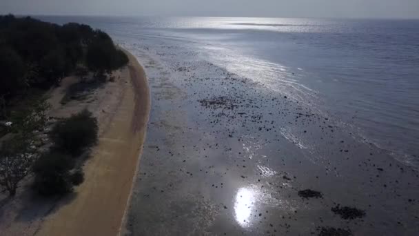 Untouched People Nature Beach Sun Reflects Water Breathtaking Aerial View — Stockvideo