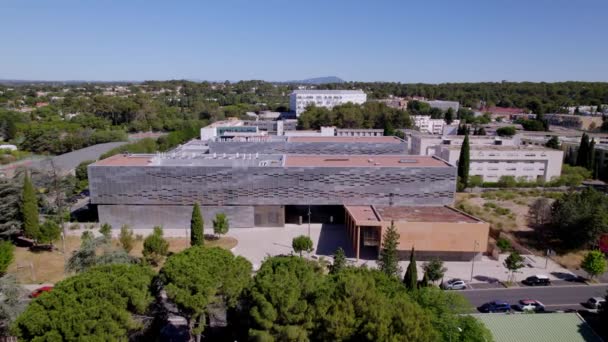 Modern Office Building Montpellier France Drone Shot — Stockvideo