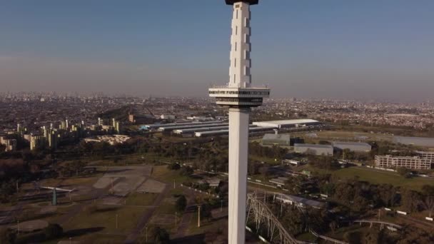 Aerial Drone Footage Flying Torre Espacial City Buenos Aires Argentina — Vídeo de Stock