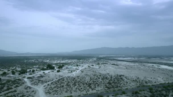 Drone Morning Cloudy North Coahuila Mexico Semi Desert Ghost Town — Stok video