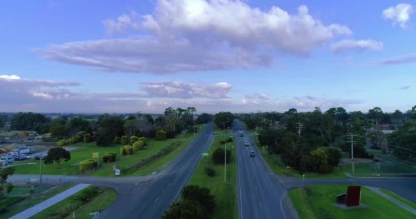 Aerial View Trucks Cars Move Highway — Vídeos de Stock