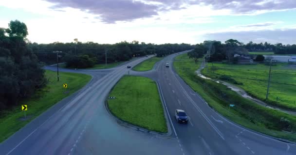 Aerial View Vehicle Running Highway — Stockvideo