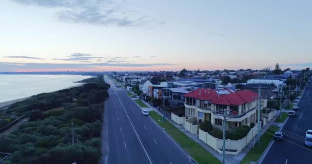 Couple Buildings Slate Roof Located Alongside Clean Road Standing City — Stockvideo