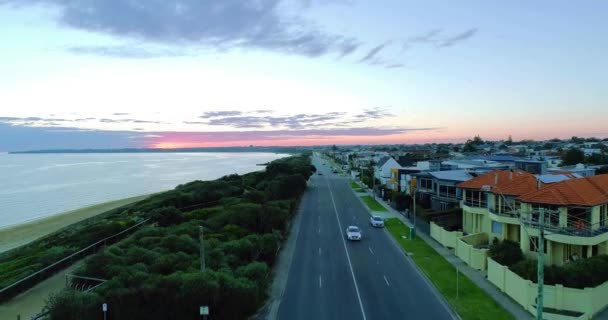 Drone Footage Empty Street Large City Sea One Side Large — Vídeo de Stock