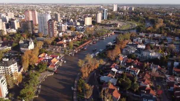 Aerial Establishing Shot Tigre City Lujan River Buenos Aires Province — Video