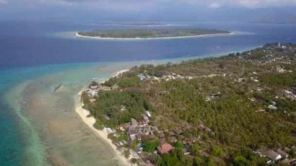 Very High Three Islands Viewed Gili Trawangan Air Meno Tranquil — Stockvideo