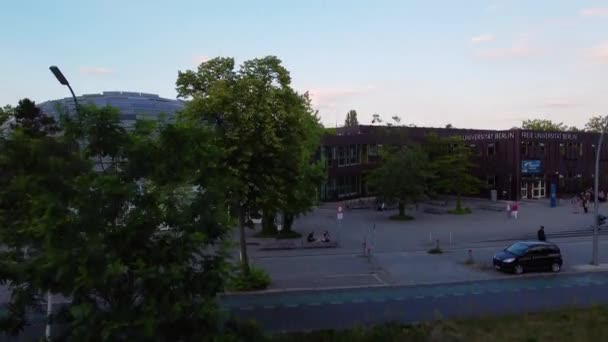 Main Entrance Glass Dome Library Streetstunning Aerial View Flight Pedestal — 비디오