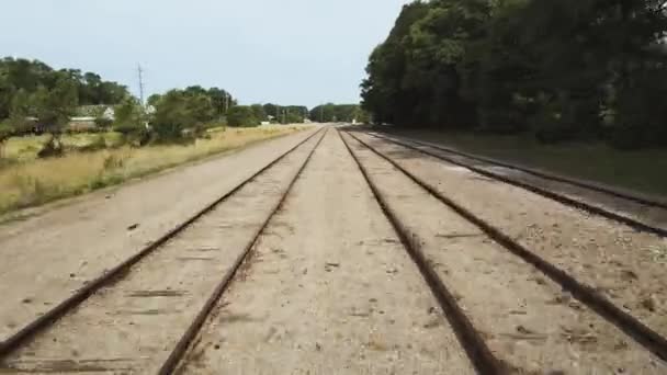 Dolly Forward Railroad Tracks — Vídeo de Stock