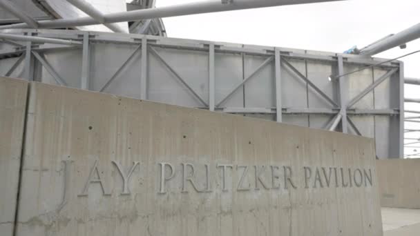 Σικάγο Ηπα Jay Pritzker Pavilion Signage Υπαίθριος Χώρος Σκηνής Στο — Αρχείο Βίντεο