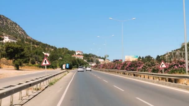 Pov Driving Highway Road Nicosia Slow Motion — Stockvideo