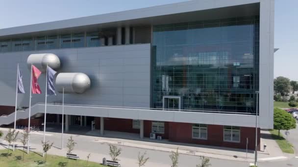 Exterior View Main Library Building University Gdansk Poland Aerial — Vídeo de Stock