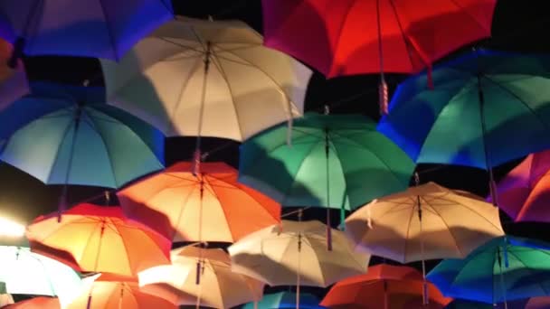 Umbrella Hanging Ceiling Decoration Festival — Stockvideo