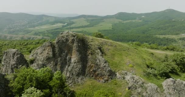 Dolly Out Drone Shot Natural Landscape Azeula Fortress — Vídeos de Stock