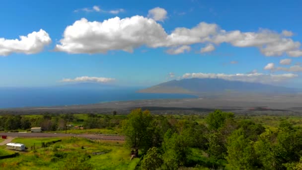 Beautiful Drone Maui Upcountry Keokea Looking Maalaea Bay February Sky — 비디오